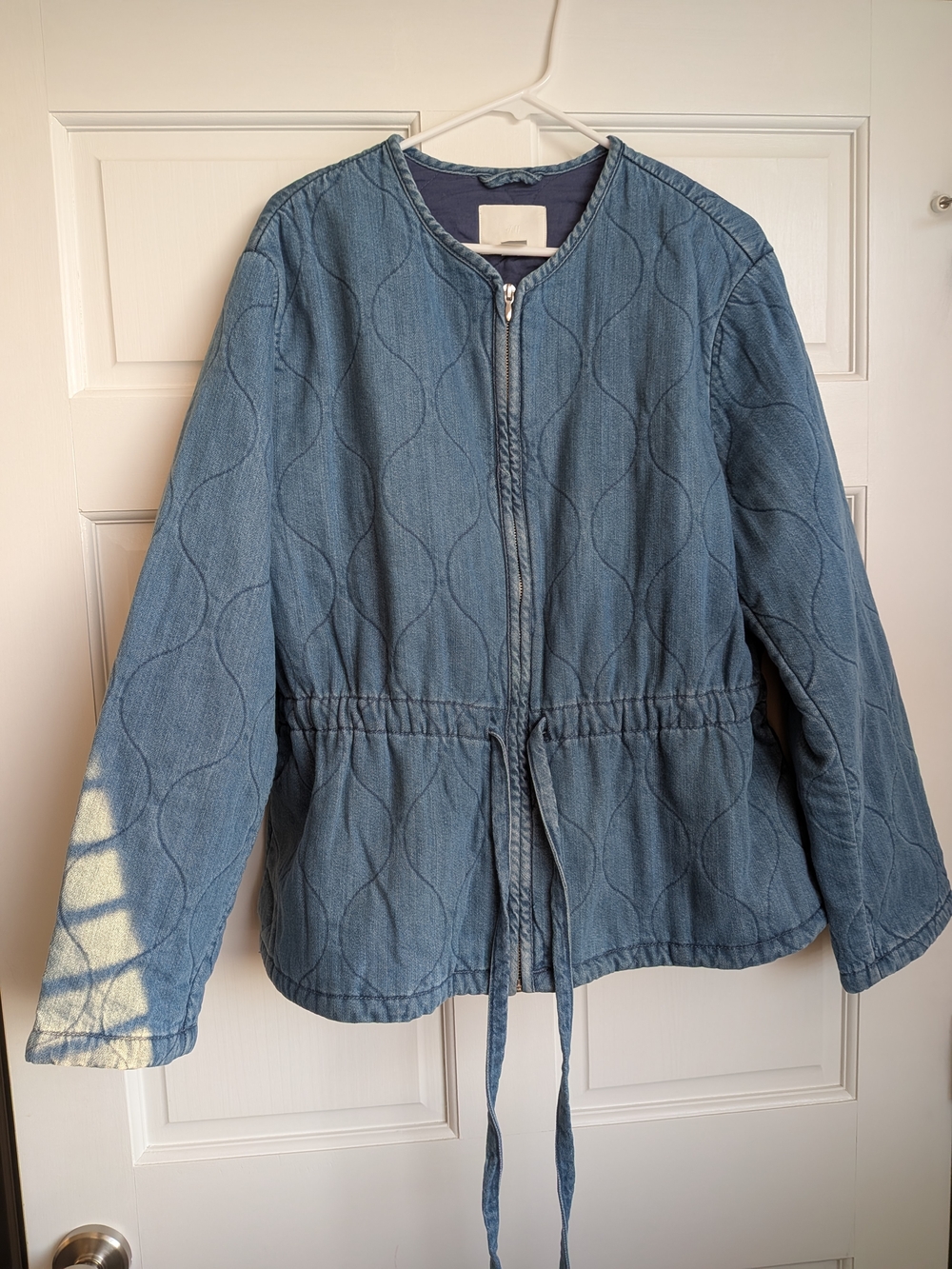 H&M Quilted Light Blue Denim Drawstring Jacket - NWOT